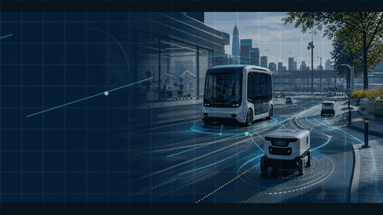 Autonomous vehicles and mobile robots in a smart mobility research corridor